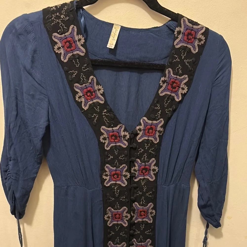 Free People‎ embroidery gauze style maxi dress sz 2